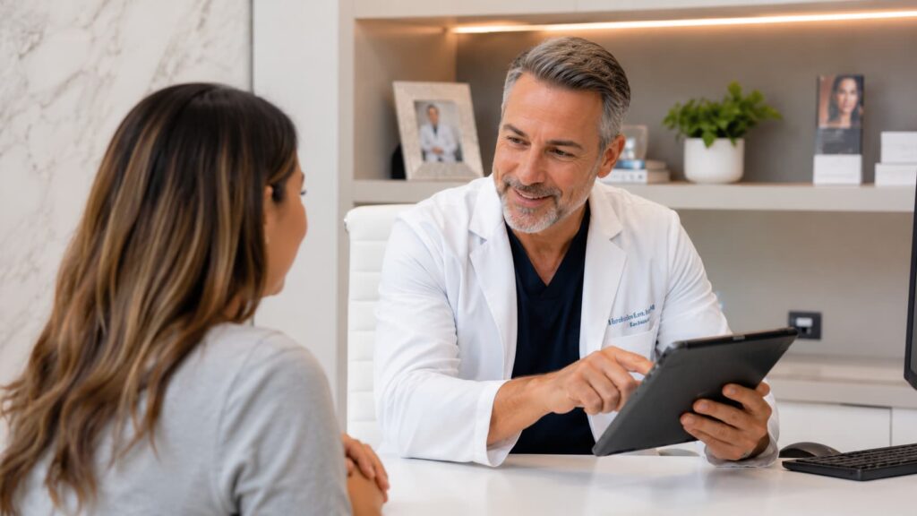 hysician reviewing GLP-1 weight loss program with patient in West Palm Beach
